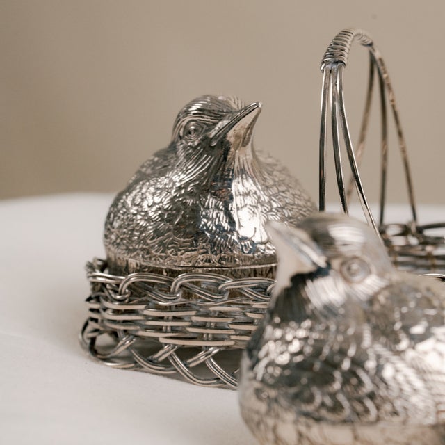 This unique and poetic mid-20th-century table salt and pepper shaker set stands out for its figurative and inspiring...