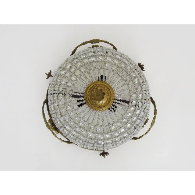 1980s Empire Style Bronze Ceiling Light with Glass Pendants, 1980s For Sale - Image 5 of 10