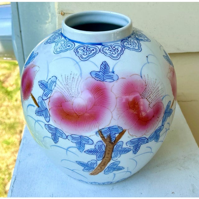 1980s Chinese Porcelain Cherry Blossom Vase For Sale - Image 5 of 8