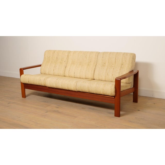 Mid-Century Modern Vintage Three-Seater Sofa in Teak For Sale - Image 3 of 15