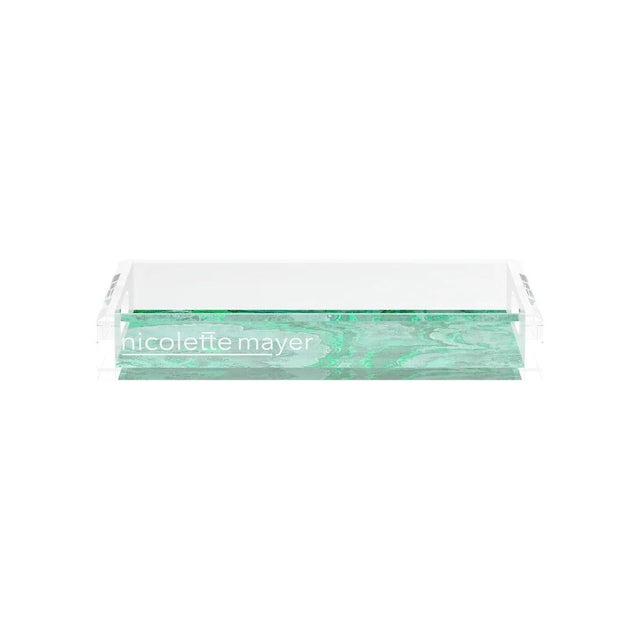 Agate Malachite Acrylic Rectangle Decorative Tray, Medium For Sale - Image 4 of 9