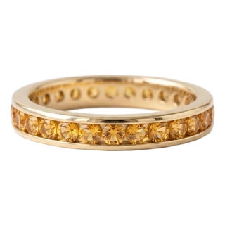 Minimalist Citrine Stackable Eternity Band Ring | November Birthstone Ring Us 7 For Sale