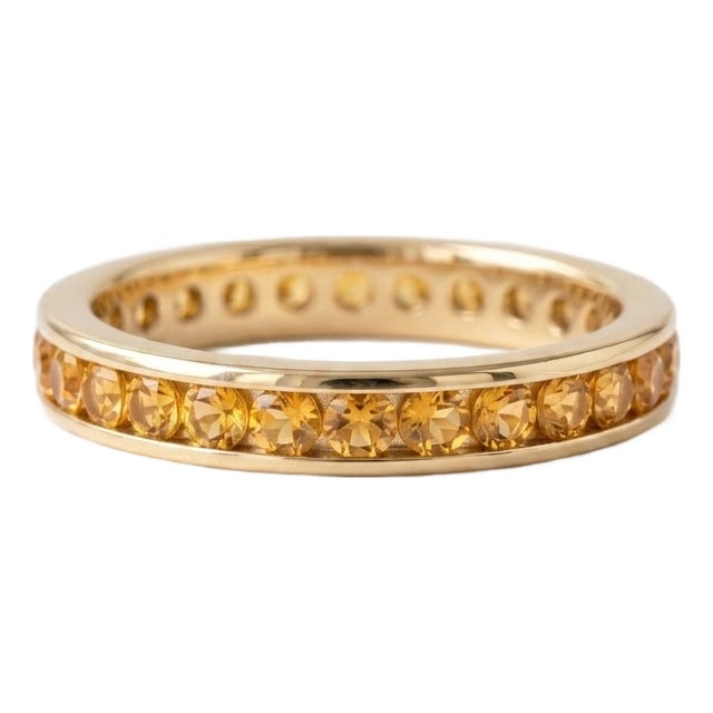 Minimalist Citrine Stackable Eternity Band Ring | November Birthstone Ring Us 7 For Sale