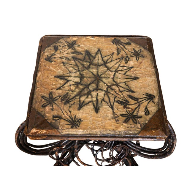 Vintage Oilcloth Twig Table For Sale - Image 4 of 5