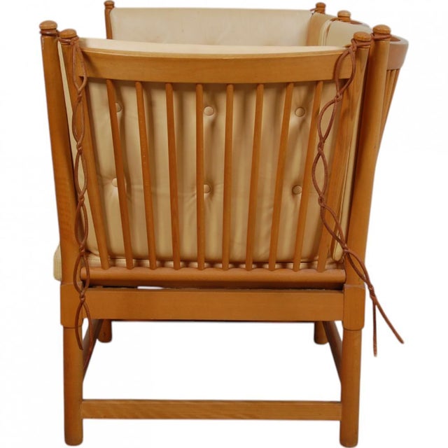 1980s Spoke-Back Sofa in Natural Leather by Børge Mogensen, 1980s For Sale - Image 5 of 18