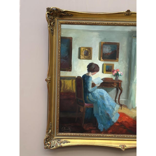 Edith Gert, Woman Reading, 1960s, Oil on Canvas, Framed For Sale - Image 5 of 17