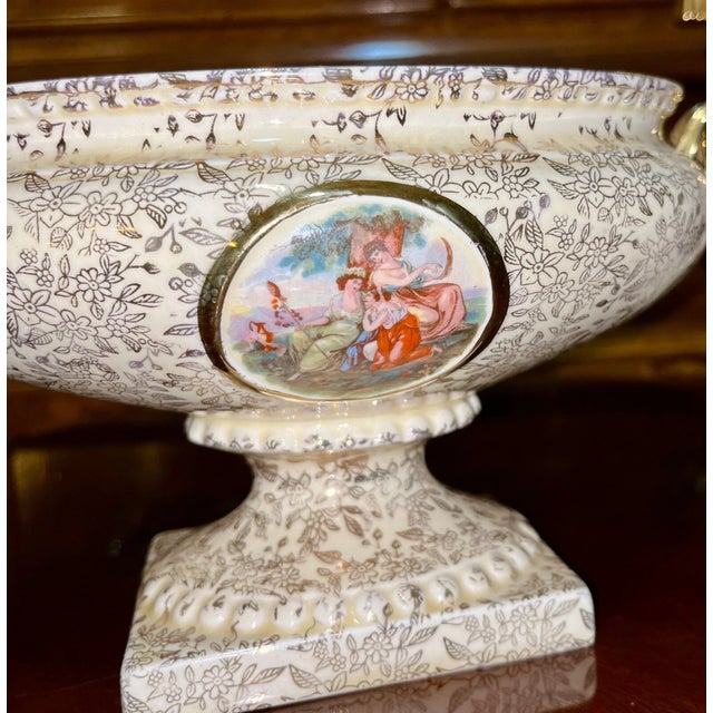 Ceramic Set of 3, Vintage Empire Porcelain Shelton Compote Dish Lidded Vases Urns For Sale - Image 7 of 11