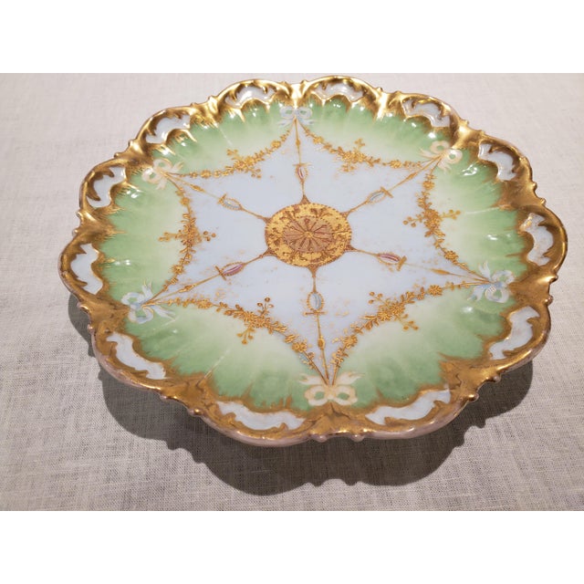 Vintage Limoges Green and Gold Plate Chairish