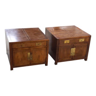 1970s Vintage Henredon Campaign Nightstands - a Pair For Sale