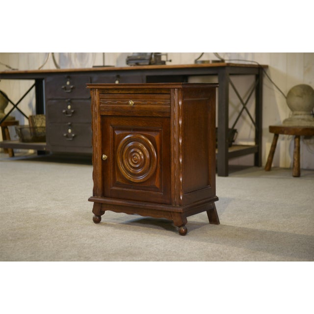 Brutalist Oak Bedside Table, 1960s For Sale - Image 10 of 10