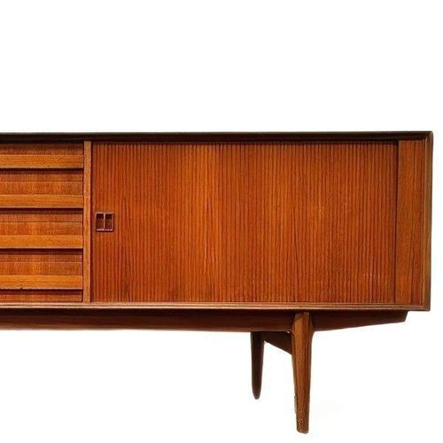 Vintage mid-century Danish Design teak lowboard with roller doors, model Paola, designed by Oswald Vermaercke for V-Form...
