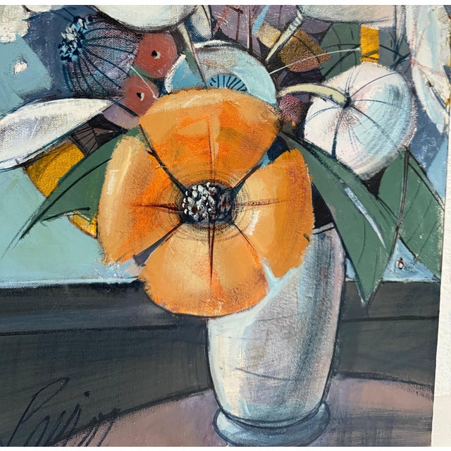 Mid 20th Century Charles Levier, Charles Levier Modernist Artist Vase of Flowers in Bloom Window Paris Modernism, c.1960's For Sale - Image 5 of 7
