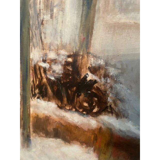 1940s Expressionist Winter Scene Painting, Framed For Sale - Image 4 of 6