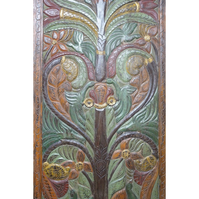 Green Hand-Painted Tree of Life Wall Panel With Colorful Birds Nature-Inspired Decor 84x36 For Sale - Image 8 of 8
