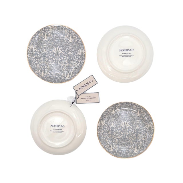 Morris & Co. Morris & Co. Strawberry Thief Porcelain Dessert/Appetizer Plates Set of 4 For Sale - Image 4 of 6