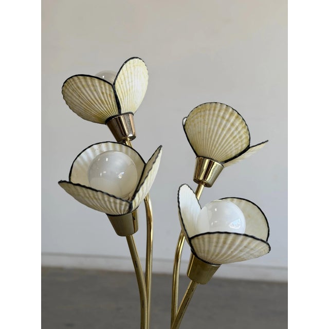 1990s Post Modern Shell & Brass Lamp For Sale In Los Angeles - Image 6 of 12