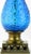 Bubble Textured Blue Glass Table Lamps With Brass Accents - a Pair For Sale In Chicago - Image 6 of 9