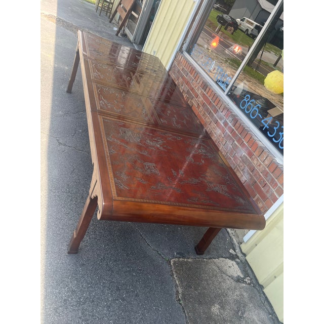 Late 20th Century Heritage Furniture "Ming Treasure" Chinoiserie Extension Dining Table - 2 Leaves For Sale - Image 11 of 18
