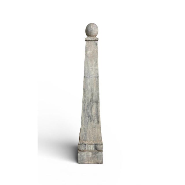 Pair of Grand Tour Style Faux Marbled Gray Granite Obelisks For Sale In West Palm - Image 6 of 10