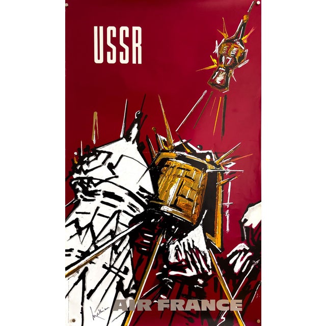 Air France USSR Airline Poster from Georges Mathieu, 1968 For Sale