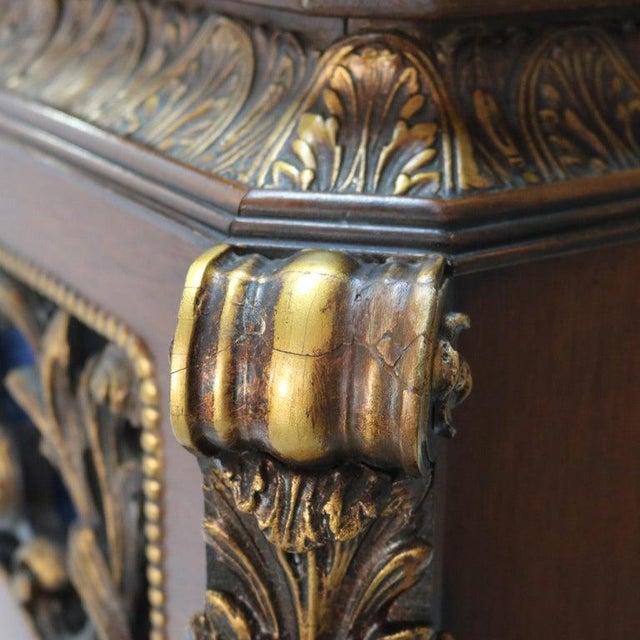 Wood Antique French Louis XV Style Foliage Carved Walnut & Gilt Fireplace Mantle For Sale - Image 7 of 14