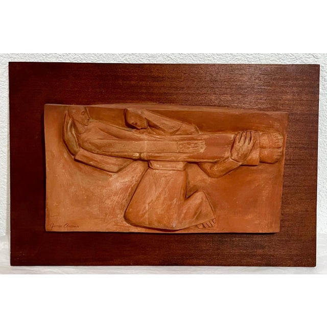 Brown George Aarons, Large George Aarons Terracotta Sculpture Relief Art Deco Plaque Wpa Artist For Sale - Image 8 of 10