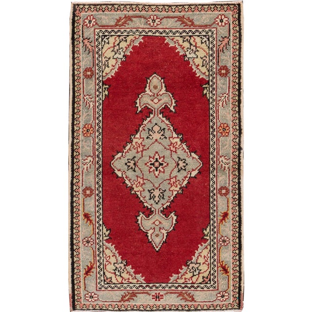 Textile Red Vintage Oushak Handmade Wool Rug For Sale - Image 7 of 7