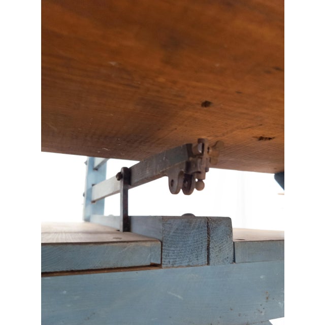 19th Century Primitive Rustic Americana Blue Painted Scroll Saw For Sale - Image 11 of 13