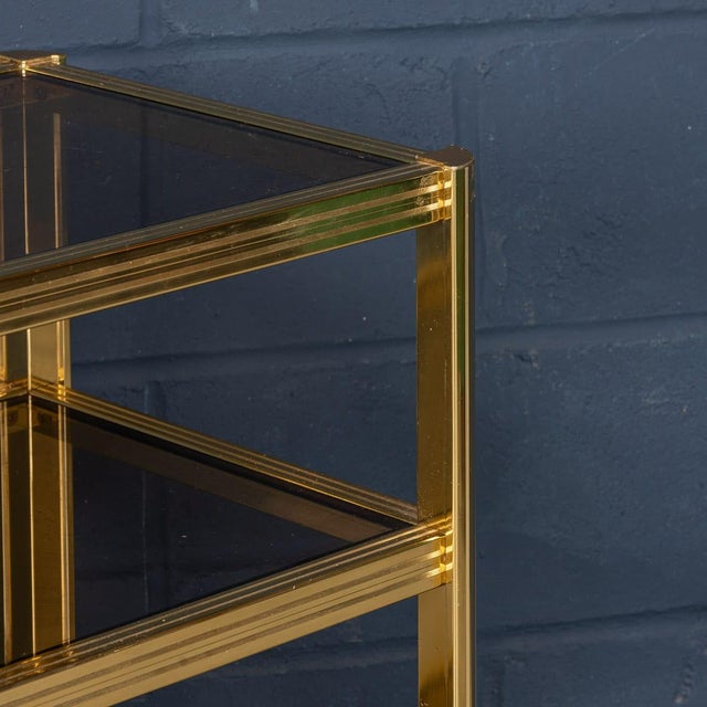 Vintage Brass and Smoked Glass Drinks Trolley from Maison Jansen, 1970 For Sale - Image 13 of 18