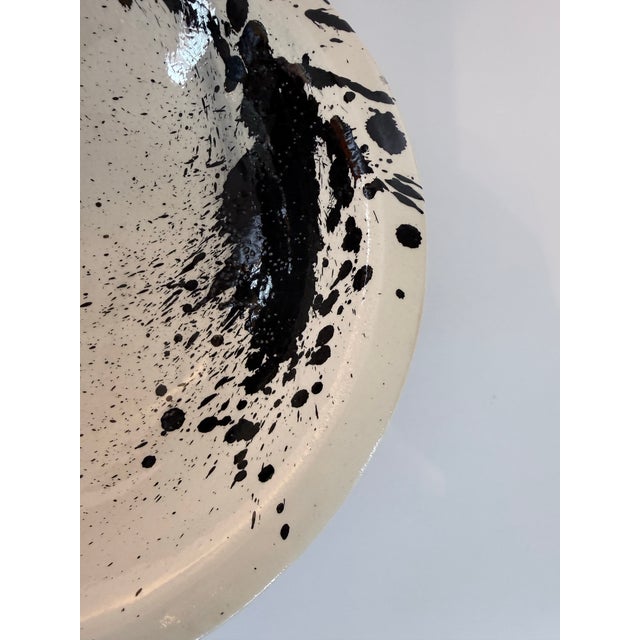 Terra Cotta Splatter Black and Cream Decorative Bowl For Sale - Image 4 of 6