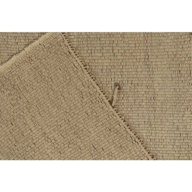 Textile Rug & Kilim’s Contemporary Kilim in Sandy, Solid Beige-Brown Panel Woven Style For Sale - Image 7 of 7