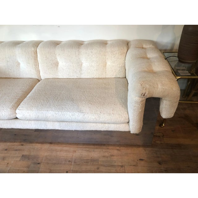 Stylish chrome based Chesterfield style midcentury sofa ready for your own fabric.....designed in the 1970s by Milo Baughman.