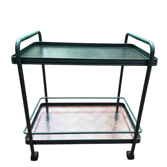 Brown Jordan Green Tamiami Barcart Midcentury Modern Barcart Green Brown Jordan For Sale - Image 4 of 12