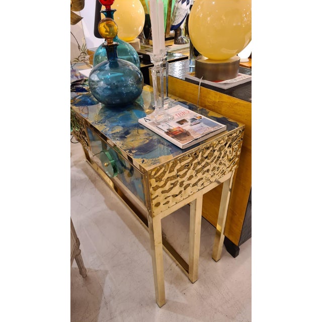 Blue and Gold Murano Glass Console Table from Justfurnituress SRL For Sale - Image 4 of 18