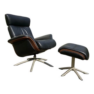 Img Norway Space High-Back Black Recliner & Ottoman For Sale