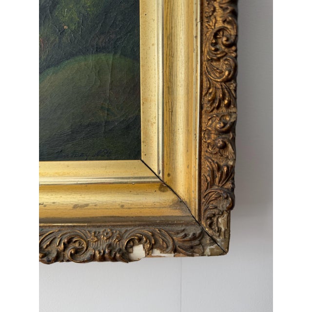 Early 19th Century Antique Landscape Oil on Canvas | Signed Conway, Nh For Sale - Image 5 of 7