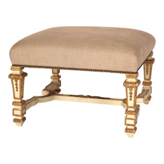 Louis XIV Style Painted and Partial Gilt Bench For Sale