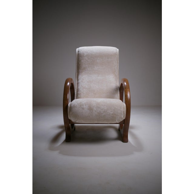Wood Modernist Art Deco Armchair by Rosello in the Style of Jacques Adnet, Paris, 1940 For Sale - Image 7 of 18