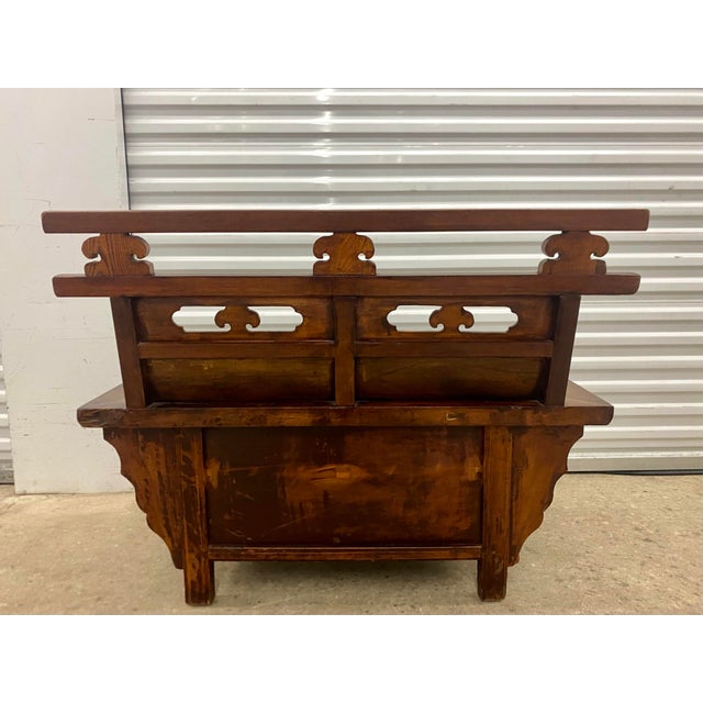 Oriental Vintage Hand Carved Bench . For Sale - Image 12 of 12