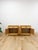 Tan Mid 20th Century Coastal Bamboo Parquet Nightstand Pair Glass Top Hollywood Regency For Sale - Image 8 of 13