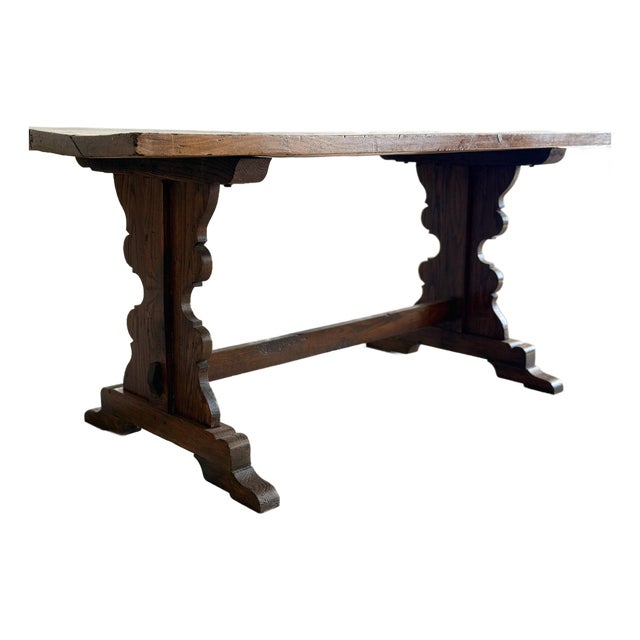Antique French Dining Table with Oak/Ash base, Fruitwood Top For Sale