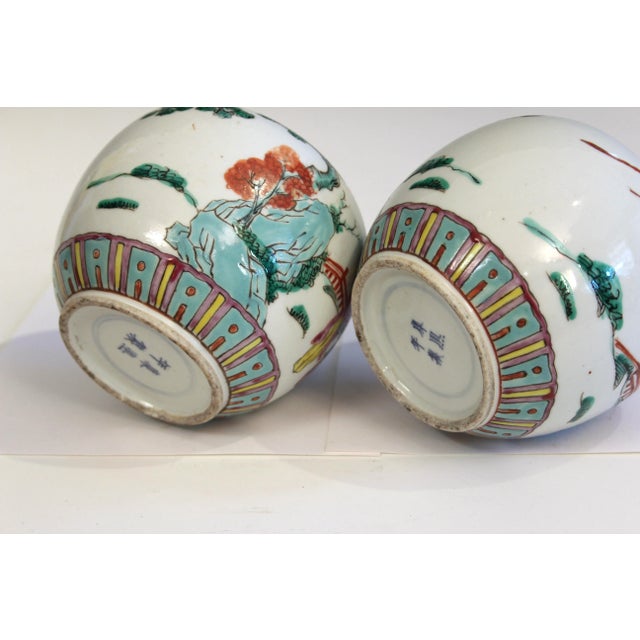 Pair of Antique Chinese Porcelain Ginger Jars Vases Covers, Kangxi Marks Matched For Sale In New York - Image 6 of 12