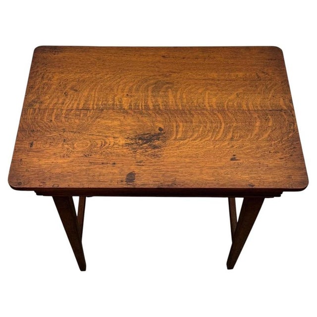 Antique Early 20th Century English Edwardian Oak Side Table For Sale - Image 3 of 10