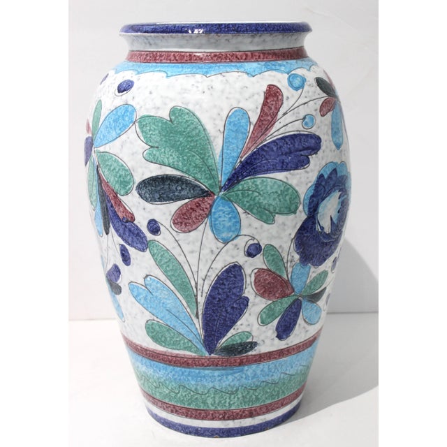 Vintage Artisan Italian Terra Cotta Majolica Painted Urn