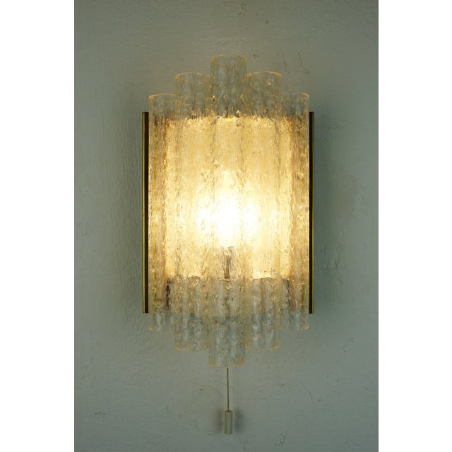 Mid-Century Wall Sconce with 5 Ice Glass Tubes from Doria Leuchten, Germany, 1960s For Sale - Image 6 of 13