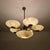 1930s 5-Arm Art Deco Chandelier Marbled Glass Shades Brass Accents, Antique European Lamp For Sale - Image 4 of 16