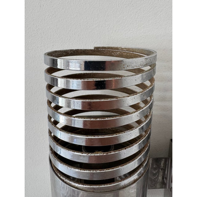 Vintage Double Wall Lights in Chromed Metal, France, 1970, Set of 2 For Sale - Image 4 of 8