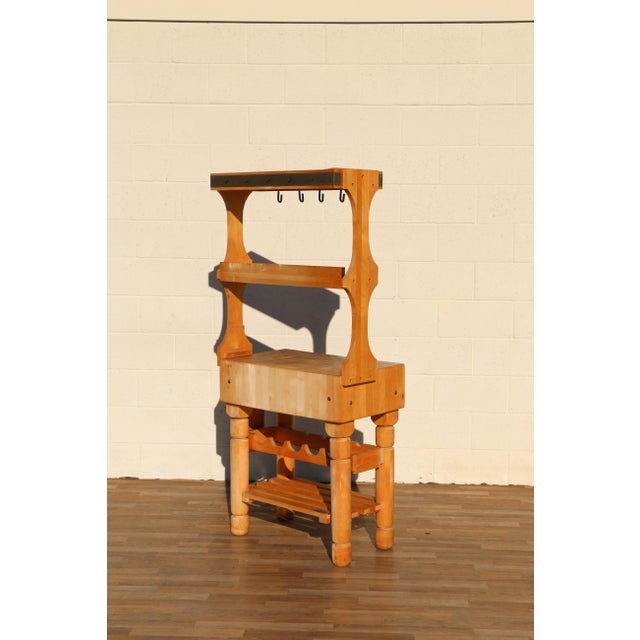 Vintage I. Magnin Solid Wood Butcher Block Baker’s Rack Kitchen Workbench For Sale - Image 15 of 18