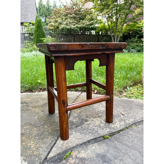 Antique Provincial Chinese Hardwood Low Stool / Table For Sale - Image 4 of 15