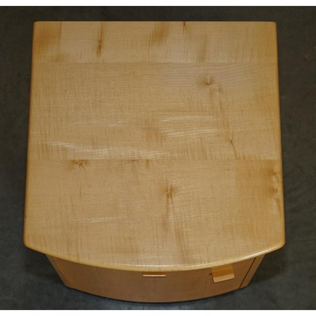 Bow Fronted Satin Birch Chest of Drawers and Side Tables from Baxter & Lee, Set of 3 For Sale - Image 15 of 18